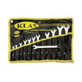 Набор ключей комбинированных сумка, матовые, 6, 8, 10, 12, 13, 14, 15, 17, 19, 22 мм (уп. 10 предметов)